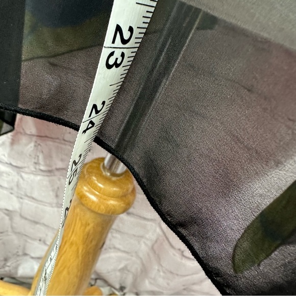 mirelle Blue tropical Floral print sheer Blouse kimono sleeve high low hem OS - Picture 4 of 7